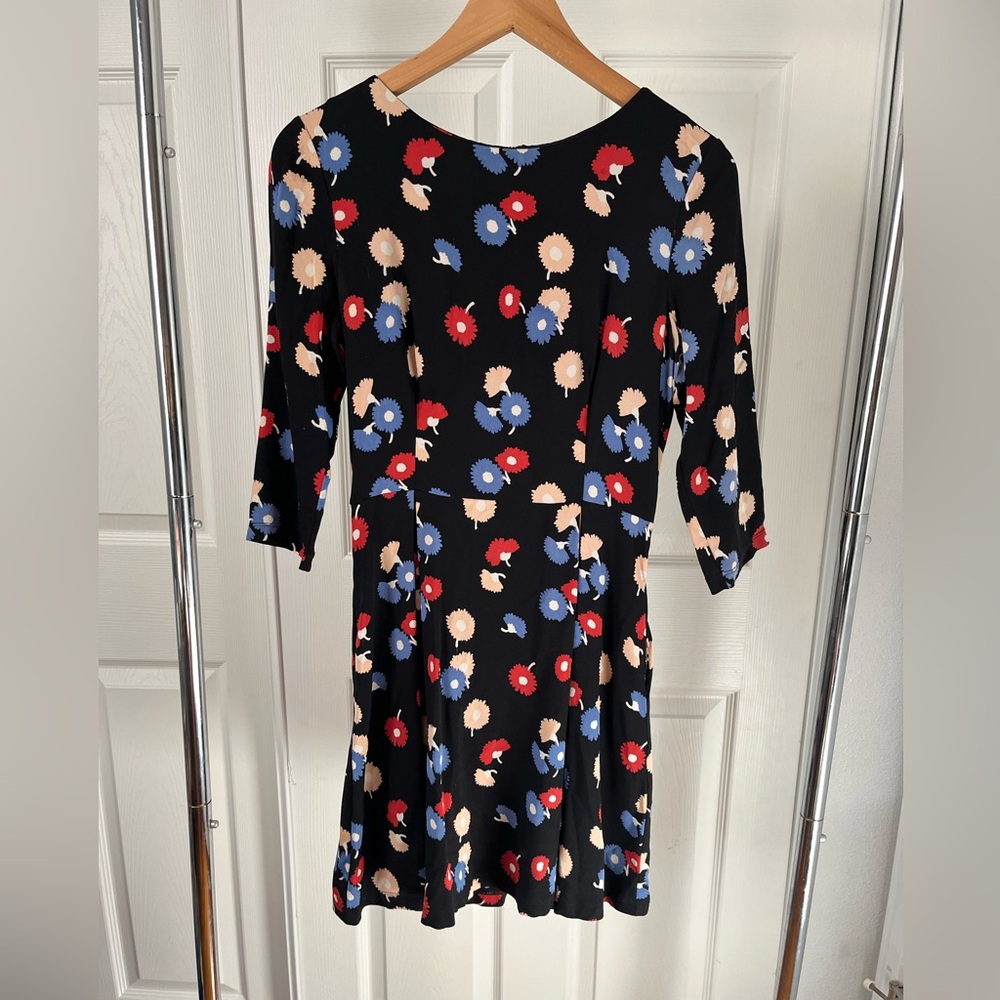 SUNO Black Dress with Red and Blue Floral Pattern